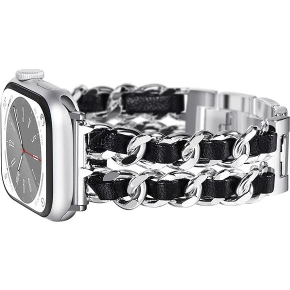 NEW Luxury Silver/Black Apple Watch Band